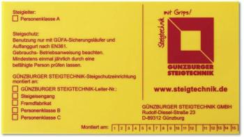 MUNK Günzburger Steigtechnik 19007 Identifikačný štítok zariadenia na zaistenie pádu f. Ochrana pred lezením 1 ks