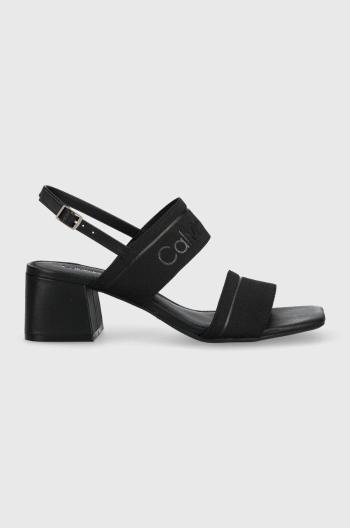 Sandále Calvin Klein SQUARED BLK HL SANDAL 45 HE čierna farba, HW0HW01635