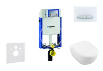 GEBERIT - Kombifix Modul na závesné WC s tlačidlom Sigma50, alpská biela + Villeroy Boch - WC a doska, DirectFlush, SoftClose, CeramicPlus 110.302.00.5 NI8