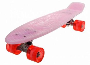 Penny board 22" BURN RIDER růžový fosforeskující, blikající kolečka