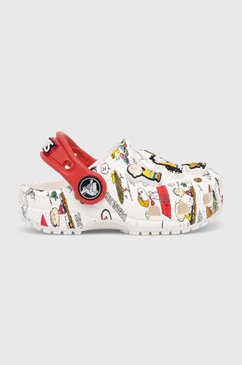 Detské šľapky Crocs PEANUTS CLASSIC CLOG biela farba