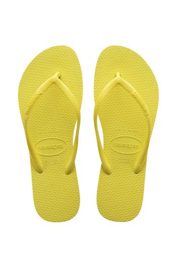 Žabky Havaianas SLIM dámske, žltá farba, na plochom podpätku, 4000030.1732