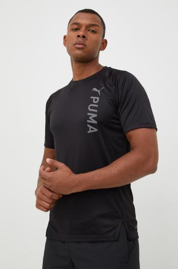 Tréningové tričko Puma Fit čierna farba, s potlačou