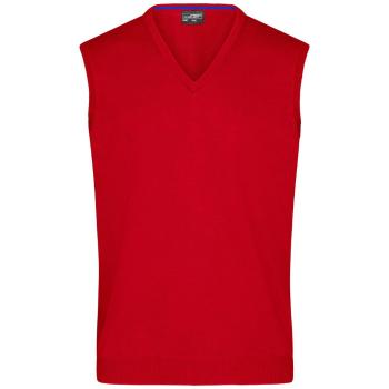 James & Nicholson Pánsky sveter bez rukávov JN657 - Červená | XXL
