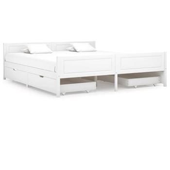 Rám postele so 4 zásuvkami biely masívna borovica 180 × 200 cm, 3060506