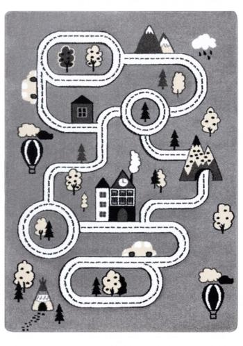 Detský koberec PETIT - Mesto a cesty - šedý Town rug - grey 200 x 290 cm
