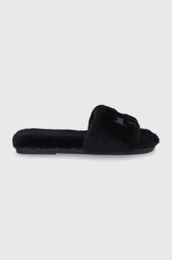 Kožené papuče Tory Burch čierna farba
