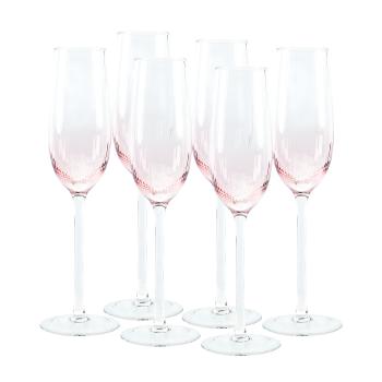 Poháre na šampanské, set 6 ks, 280 ml, ružová, CELESTE TYP 1