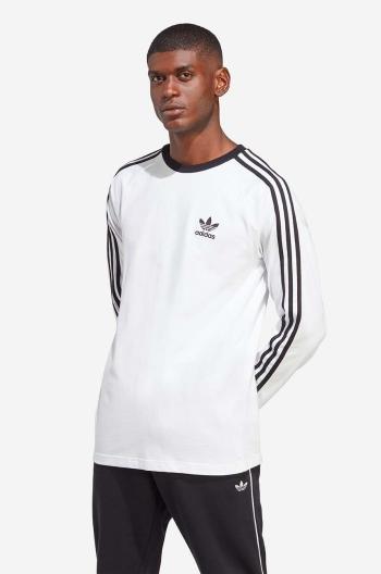 Bavlnené tričko s dlhým rukávom adidas Originals biela farba, vzorované