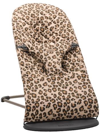 BABYBJÖRN Lehátko Bliss Beige Leopard print cotton, tmavá šedá konštrukcia