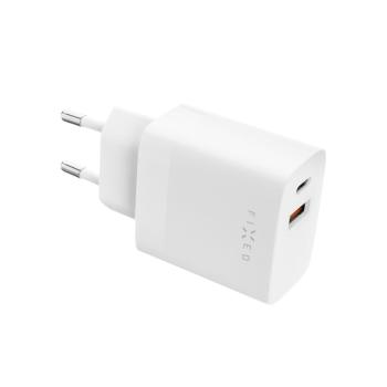 FIXED FIXC20N-CU-WH SIETOVA NABIJACKA S USB-C A USB VYSTUPOM, PODPORA PD A QC 3.0, 20W, BIELA