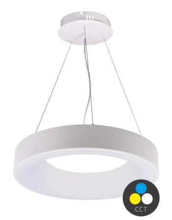 T-LED Biele závesné LED svietidlo guľaté 600mm 60W CCT 105547