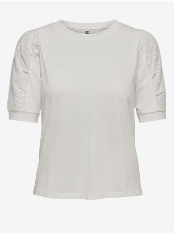 Biele tričko s ozdobnými rukávmi Jacqueline de Yong Camma