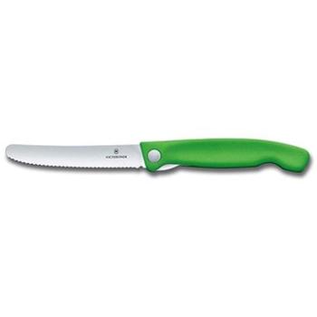 Victorinox skladací desiatový nôž Swiss Classic, zelený, vlnitá čepeľ 11 cm (6.7836.F4B)