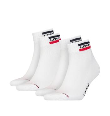 LEVI`S - 2PACK Levi`s logo quarter sportswear biele ponožky-35-38