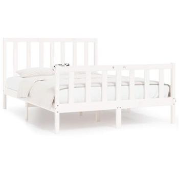 Rám postele biely masívne drevo 140 × 190 cm, 3105206