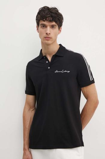 Polo tričko Armani Exchange pánske, čierna farba, s nášivkou, 8NZFSG ZJ81Z