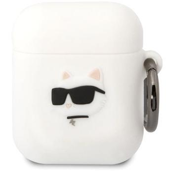 Karl Lagerfeld 3D Logo NFT Choupette Head Silikónové Puzdro na Airpods 1/2 White (KLA2RUNCHH)