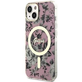 Guess PC/TPU Flowers IML MagSafe Kompatibilný Zadný Kryt na iPhone 14 Pink (GUHMP14SHCFWSP)