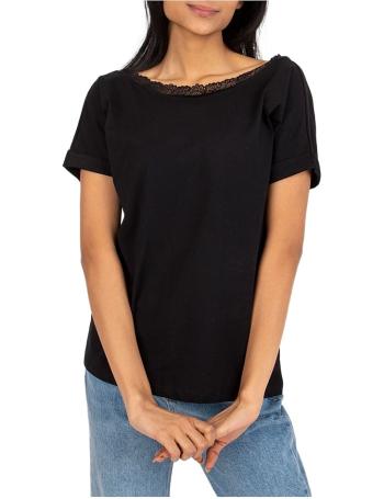 čierne klasické tričko salma zdobené čipkou vel. XL