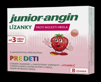 Junior-angin lízanky pre deti s jahodovou príchuťou 8 ks