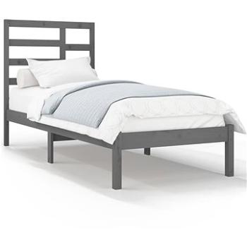Rám postele sivý masívne drevo 100 × 200 cm, 3105787