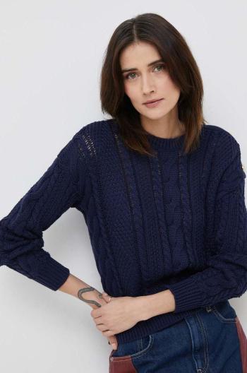 Bavlnený sveter Lauren Ralph Lauren dámsky, tmavomodrá farba, tenký