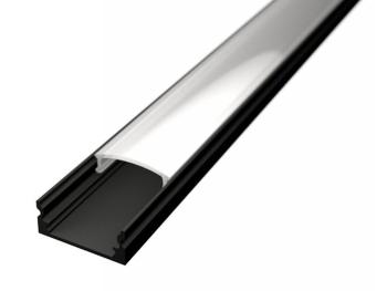 LED Solution Nástenný profil pre LED pásiky N3 čierny varianty: Profil + Nacvakávací opálový kryt 2m