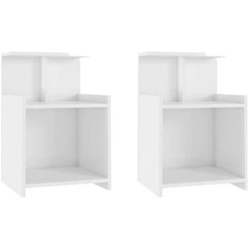 SHUMEE Nočné stolíky 2 ks biele s vysokým leskom 40 × 35 × 60 cm drevotrieska, 806188