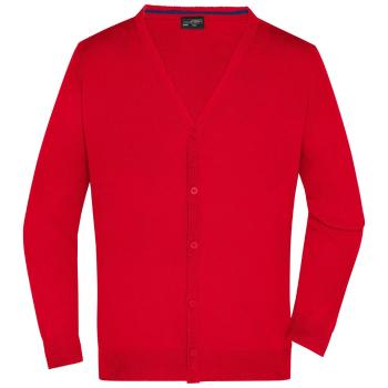 James & Nicholson Pánsky bavlnený sveter JN661 - Červená | XXL