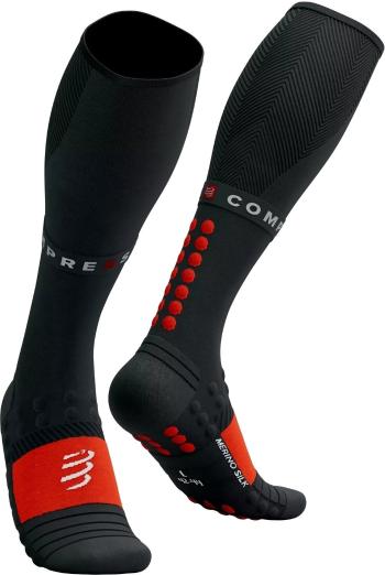 Compressport Full Winter Run Black/High Risk Red T1 Bežecké ponožky