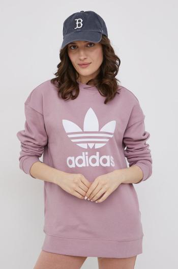 Bavlnená mikina adidas Originals Adicolor HE9536 dámska, ružová farba, s potlačou