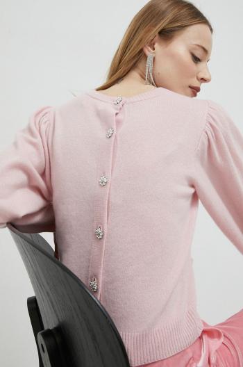 Kašmírový sveter Custommade Toni dámsky, ružová farba, tenký