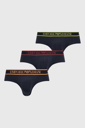 Slipy Emporio Armani Underwear 3-pak pánske, tmavomodrá farba