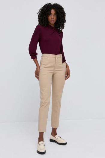 Nohavice Lauren Ralph Lauren dámske, béžová farba, cigaretový strih, vysoký pás