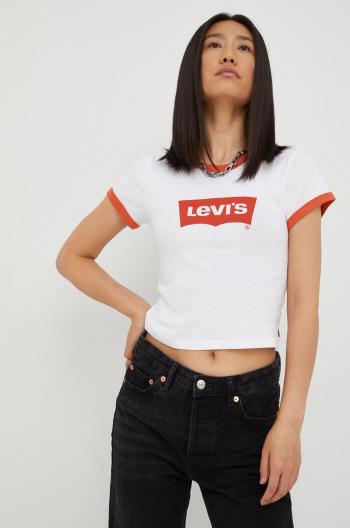 Bavlnené tričko Levi's biela farba,