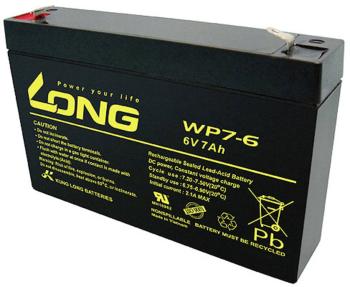 Long WP7-6 WP7-6 olovený akumulátor 6 V 7 Ah olovený so skleneným rúnom (š x v x h) 151 x 100 x 34 mm plochý konektor 4,