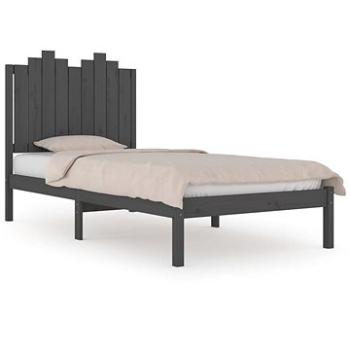 Rám postele sivý masívna borovica 90 × 200 cm, 3103765