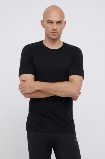 Vlnené tričko Icebreaker čierna farba