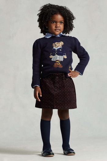 Detský sveter s prímesou vlny Polo Ralph Lauren tmavomodrá farba, tenký