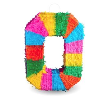 Piñata číslo " 0 " farebná - rozbitná, 50x35x7,5 cm - GoDan