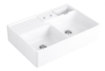 VILLEROY & BOCH VILLEROY & BOCH - Keramický drez Double-bowl sink White alpin modulový 895 x 630 x 220 bez excentra 632391R1HL12