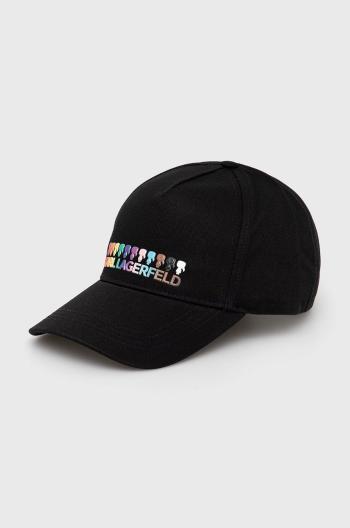 Bavlnená čiapka Karl Lagerfeld čierna farba, s nášivkou