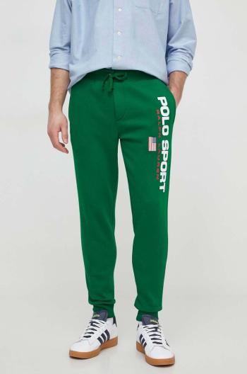 Tepláky Polo Ralph Lauren zelená farba,s potlačou,710835768