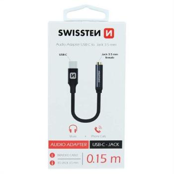 SWISSTEN Redukcia USB-C JACK 3,5 mm, 15 cm, čierna