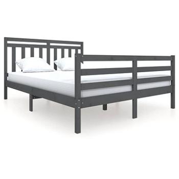 Rám postele sivý masívne drevo 160 × 200 cm, 3100666