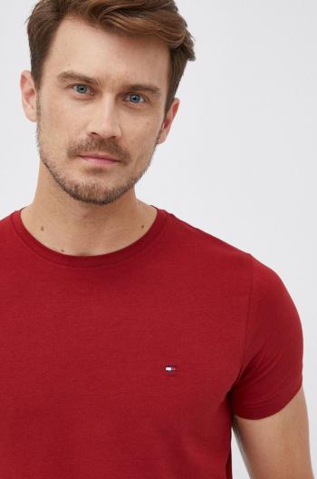 Tričko Tommy Hilfiger pánske, červená farba, jednofarebné