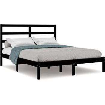 Rám postele čierny masívna borovica 160 × 200 cm, 3104947