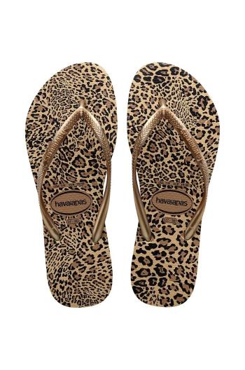 Žabky Havaianas SLIM ANIMALS dámske, béžová farba, na plochom podpätku, 4103352.9877