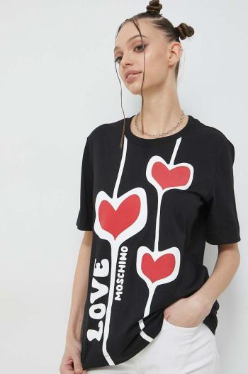 Bavlnené tričko Love Moschino čierna farba